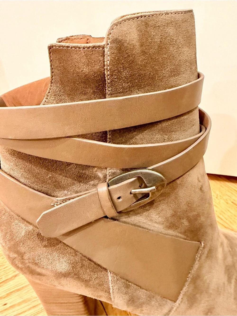 Sigerson Morrison Suede Peep Toe Wrap Strap Booties Size 11 NIB